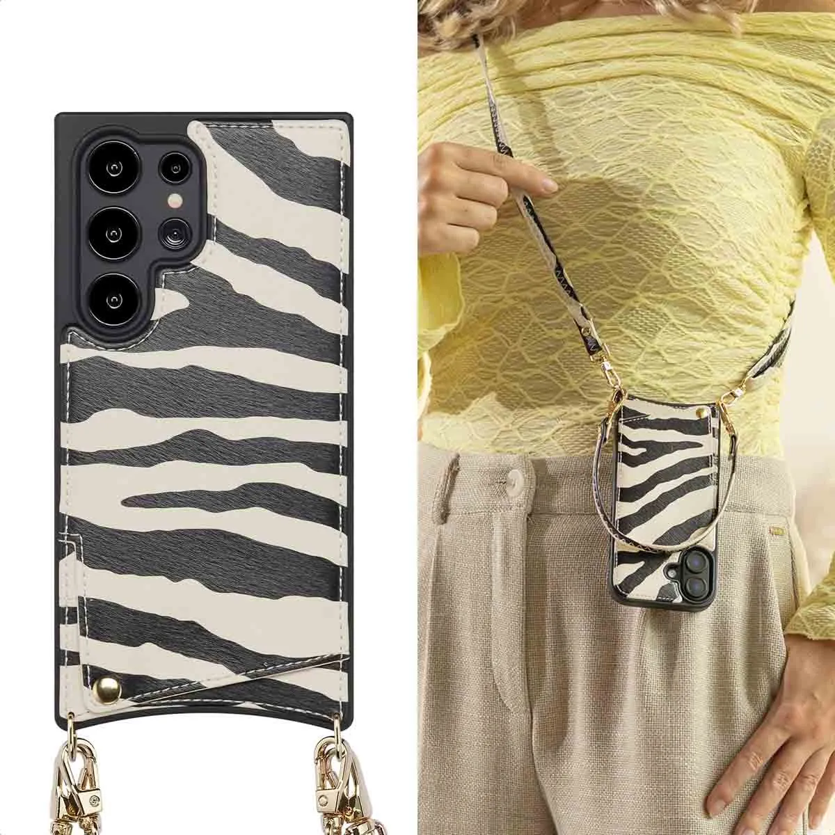 Selencia Hoesje Samsung Galaxy S24 Ultra Zazzy Zebra - 2 Pasjes