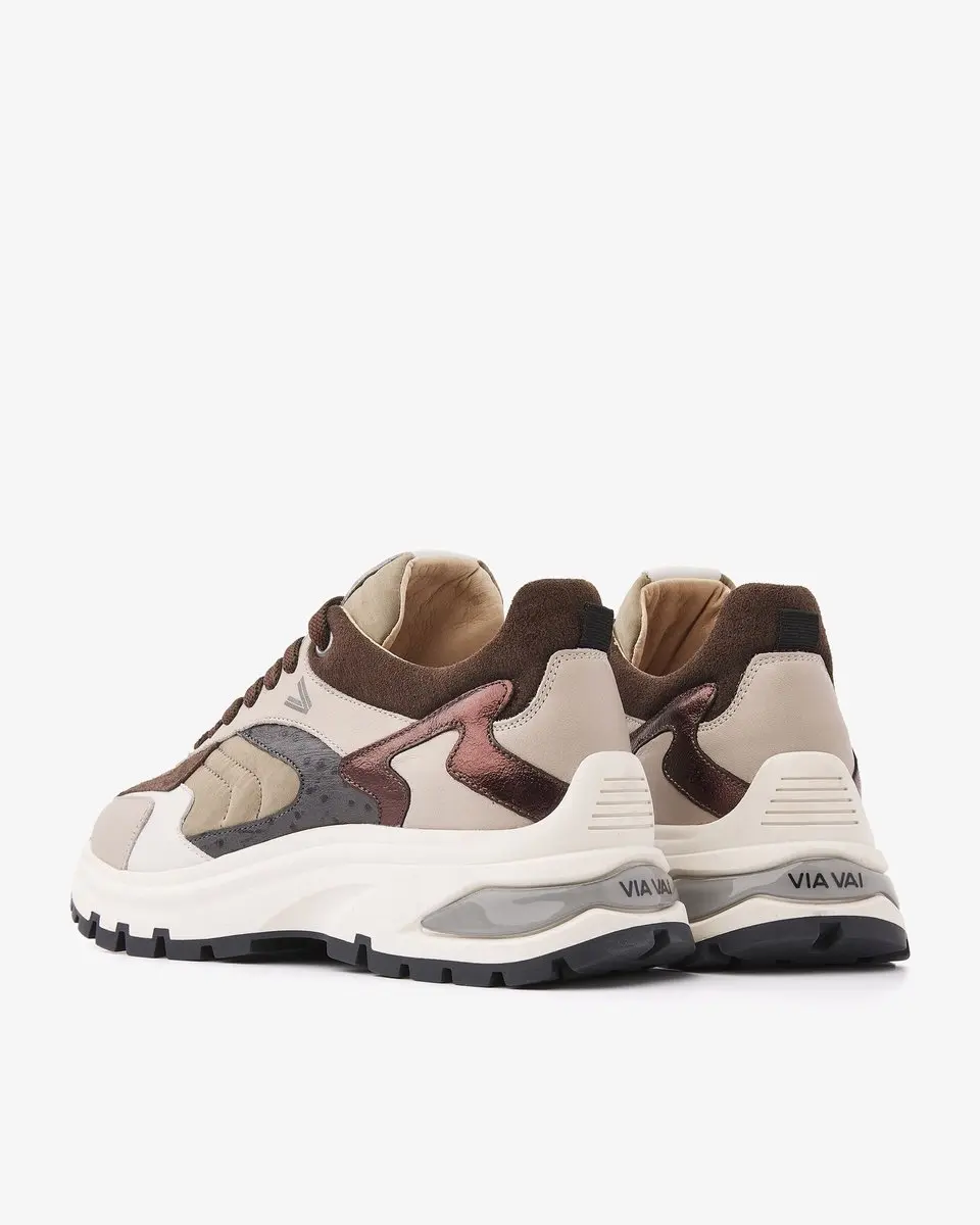 VIA VAI Liz Leighton Sneakers Dames - Leer,Mesh,Suède,Textiel - Grijs - Maat 37