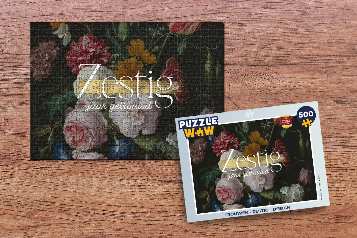 PuzzleWow Zestig Jaar Getrouwd Legpuzzel 500 Stuks - Multicolor