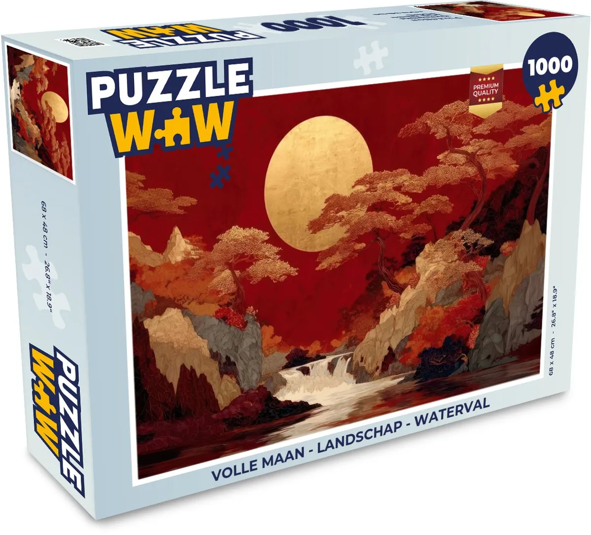 PuzzleWow Volle Maan Landschap Waterval Legpuzzel 1000 Stuks
