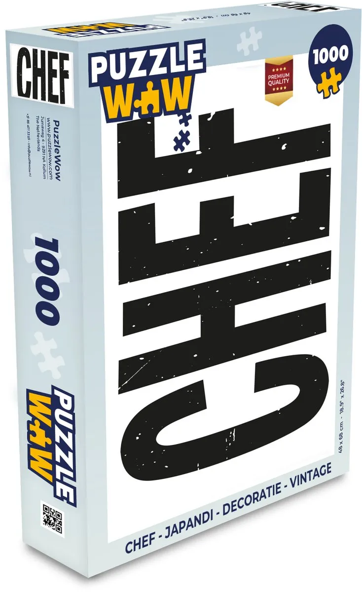 PuzzleWow Puzzel Chef Japandi Legpuzzel 1000 Stuks - Zwart/Wit