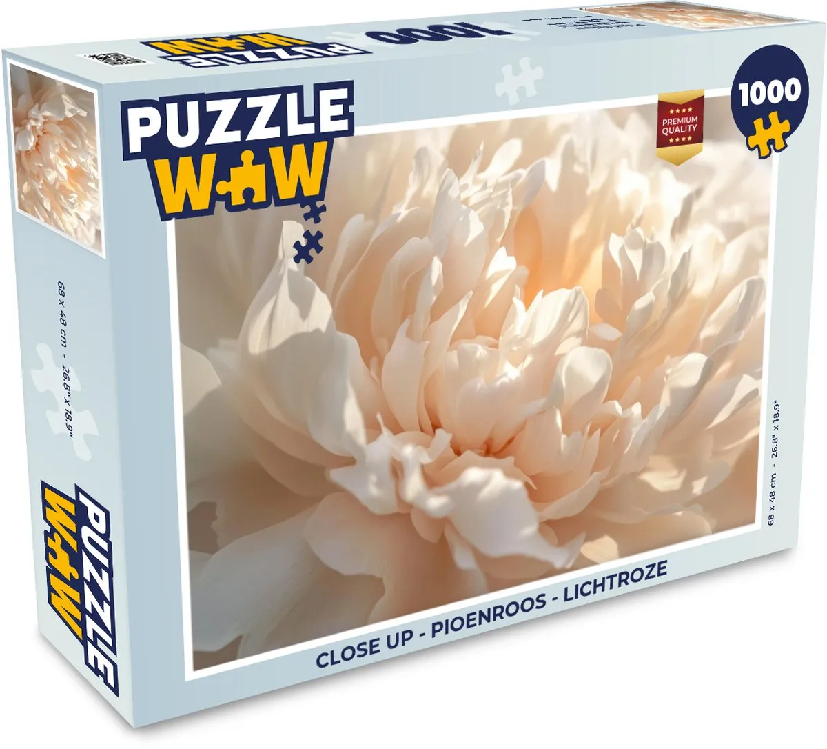 PuzzleWow Close Up Pioenroos Legpuzzel 1000 Stuks