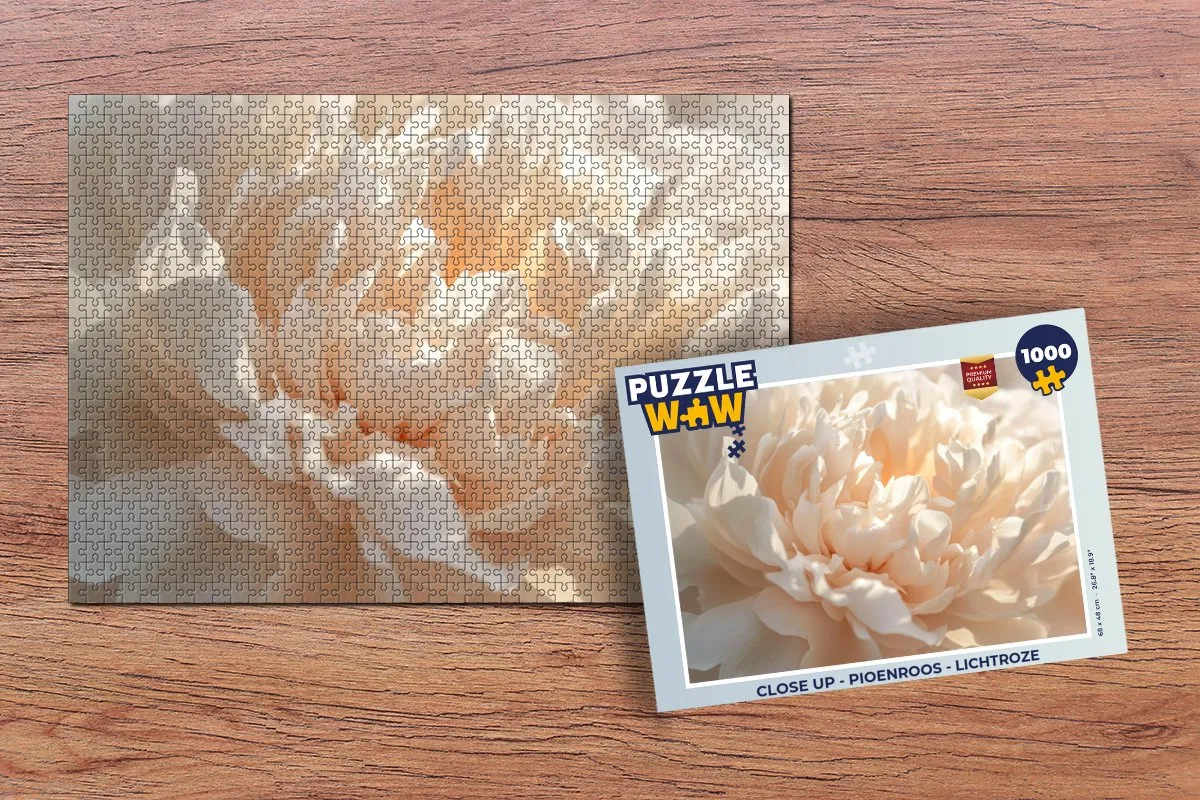 PuzzleWow Close Up Pioenroos Legpuzzel 1000 Stuks