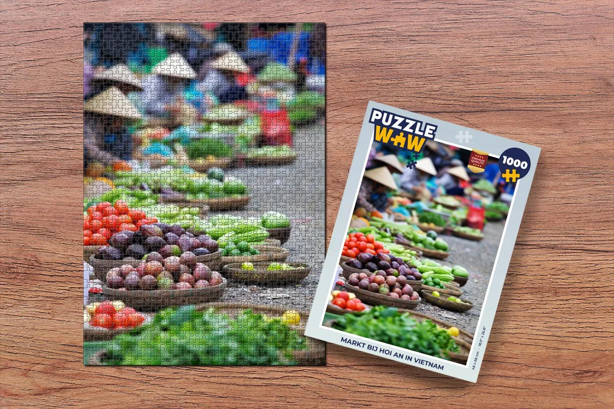 PuzzleWow Legpuzzel Markt bij Hoi An Vietnam 1000 Stuks - Multicolor