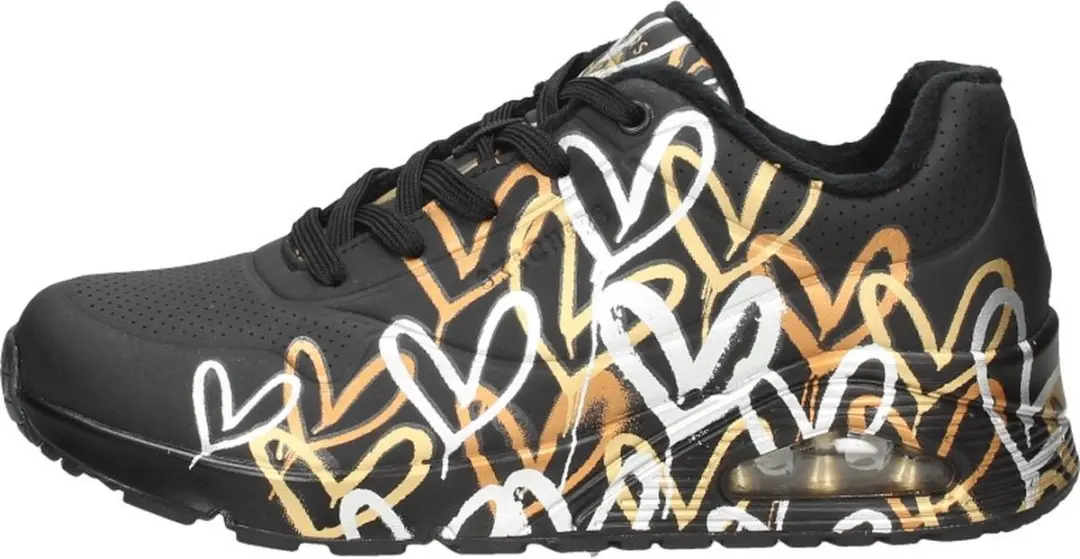 Skechers Uno-Metallic Love Dames Sneakers - Zwart