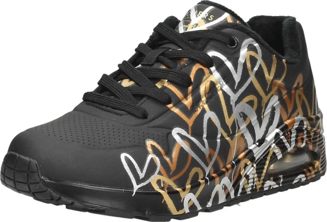 Skechers Uno-Metallic Love Dames Sneakers - Zwart
