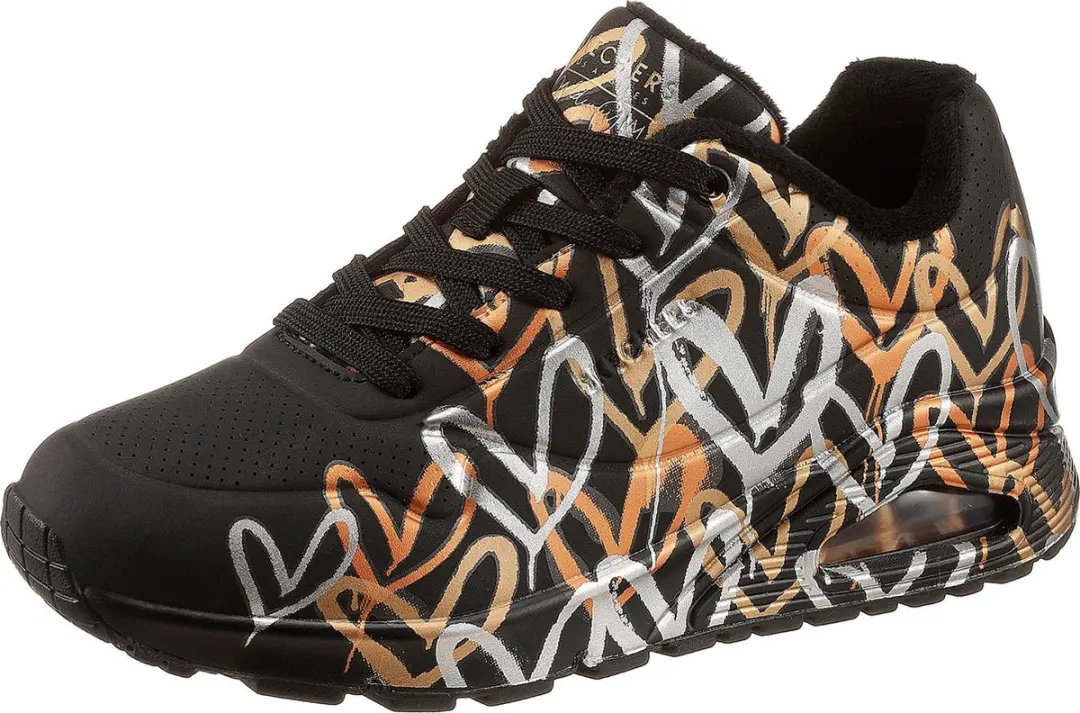 Skechers Uno-Metallic Love Dames Sneakers - Zwart