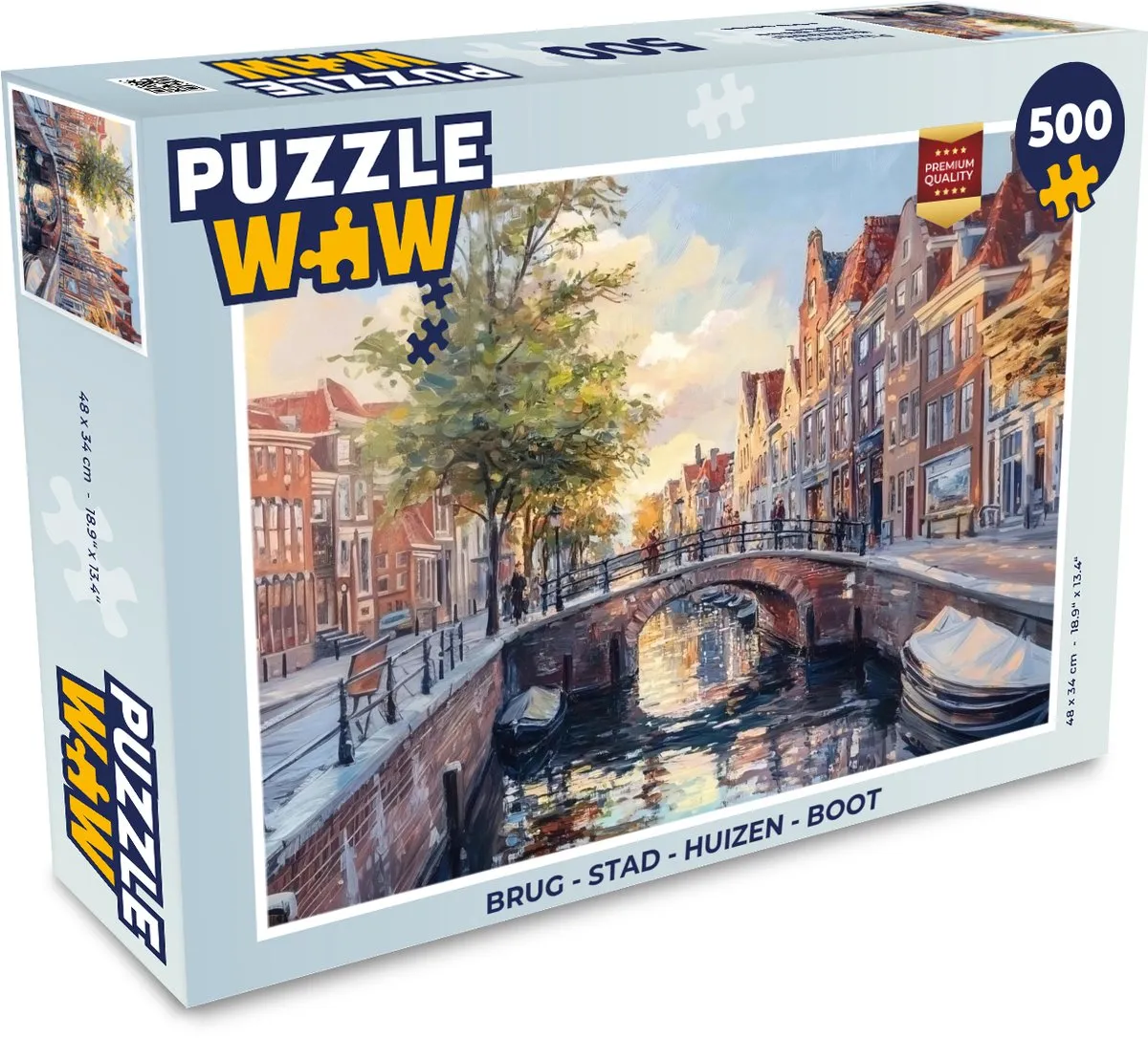 PuzzleWow Brug Stad Gracht Legpuzzel 500 Stuks