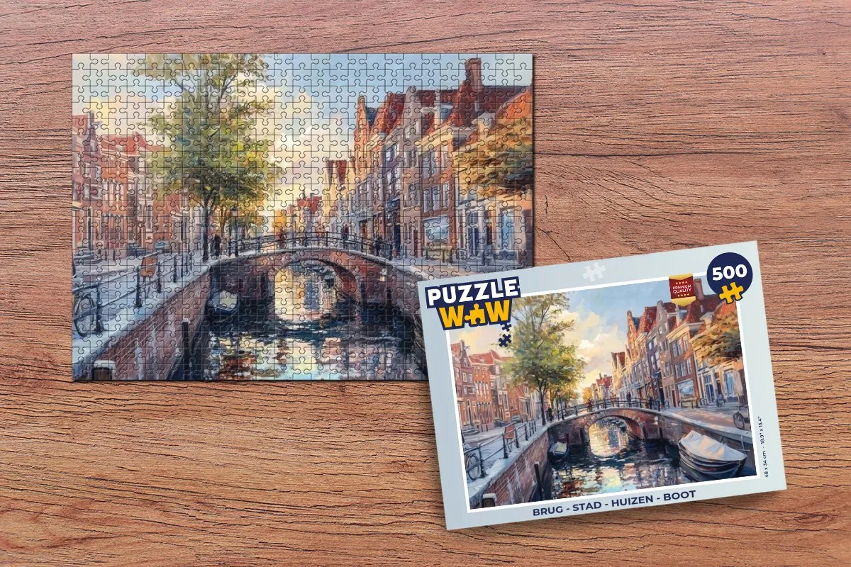 PuzzleWow Brug Stad Gracht Legpuzzel 500 Stuks