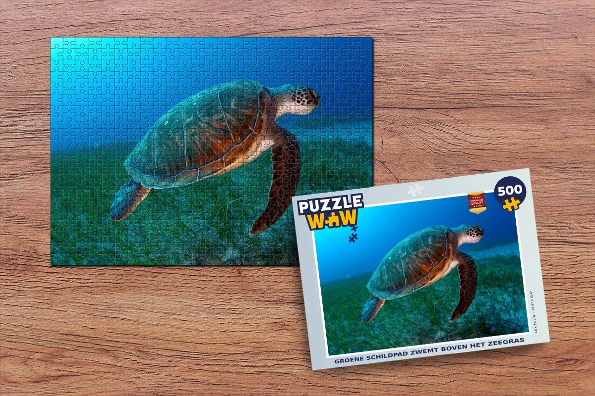 PuzzleWow Legpuzzel Groene schildpad - 500 Stuks - Multicolor