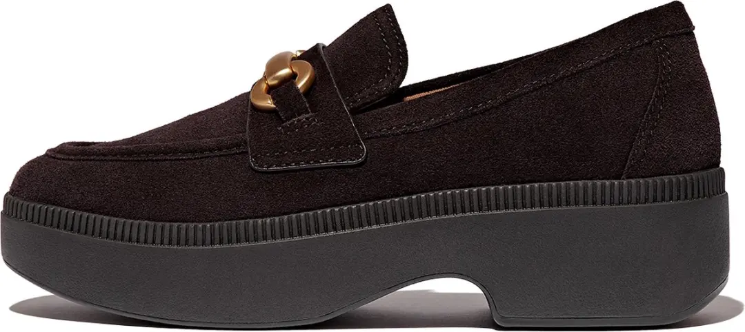 FitFlop FitFlop F-Luma Chunky-Snaffle Suede Demi-Wedge Loafers BRUIN