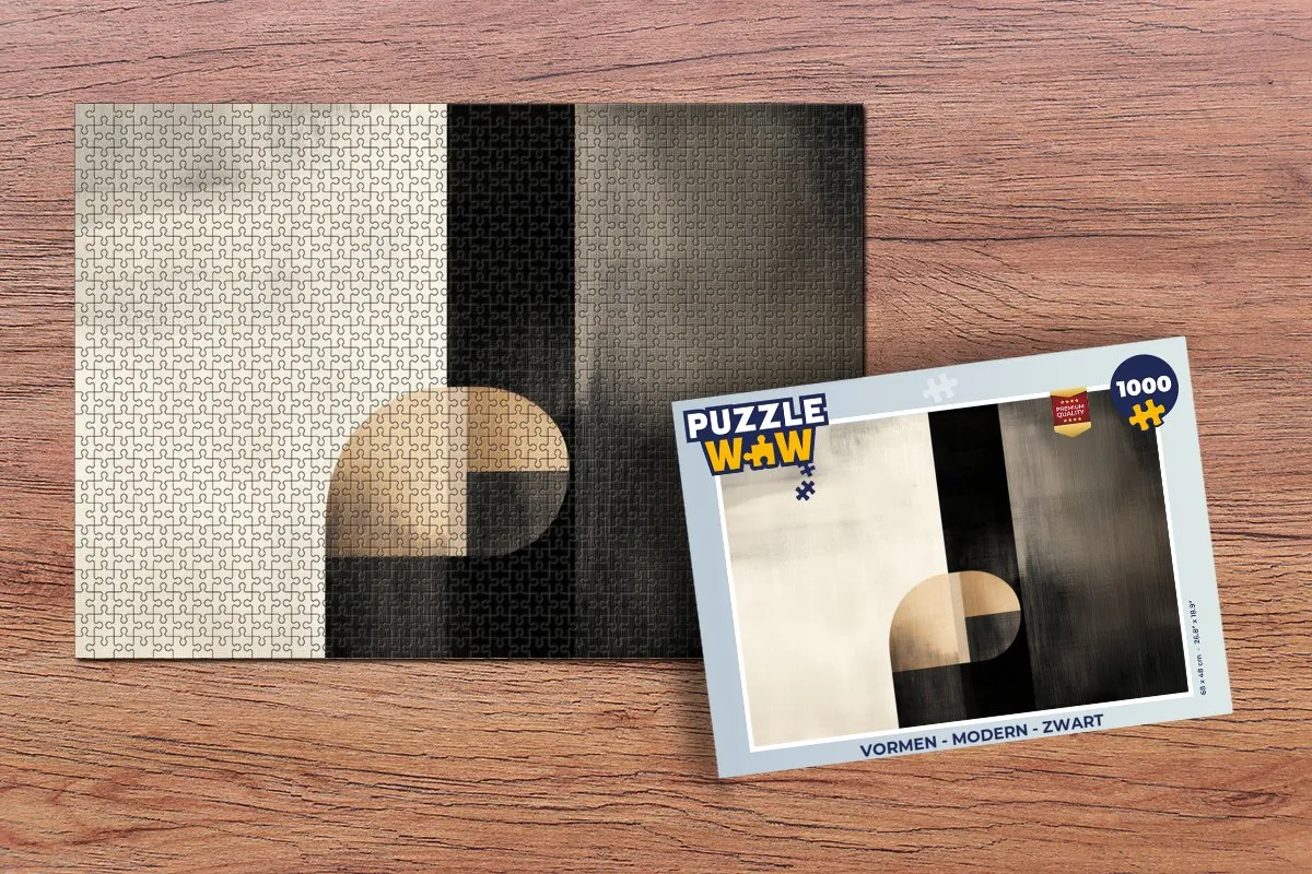 PuzzleWow Vormen Legpuzzel 1000 Stuks - Zwart/Goud