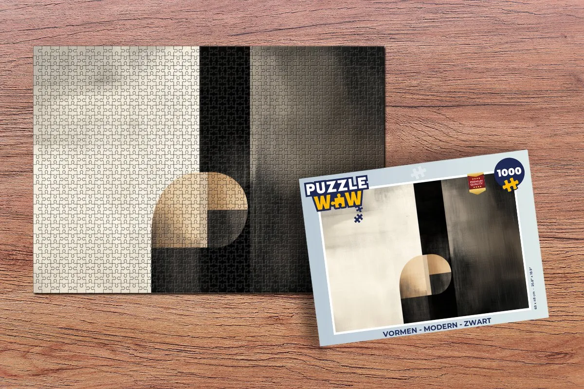 PuzzleWow Vormen Legpuzzel 1000 Stuks - Zwart/Goud