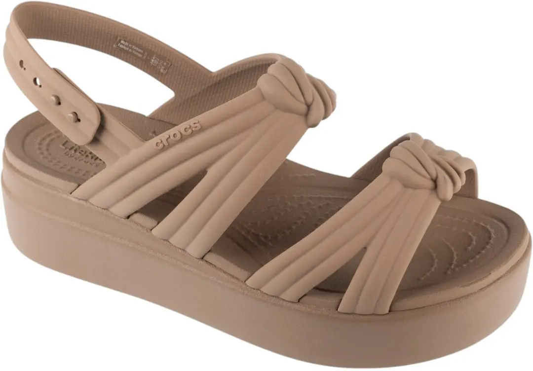 Crocs Brooklyn Knot Low Wedge Sandal, Vrouwen, Bruin, Slippers, maat: 37/38