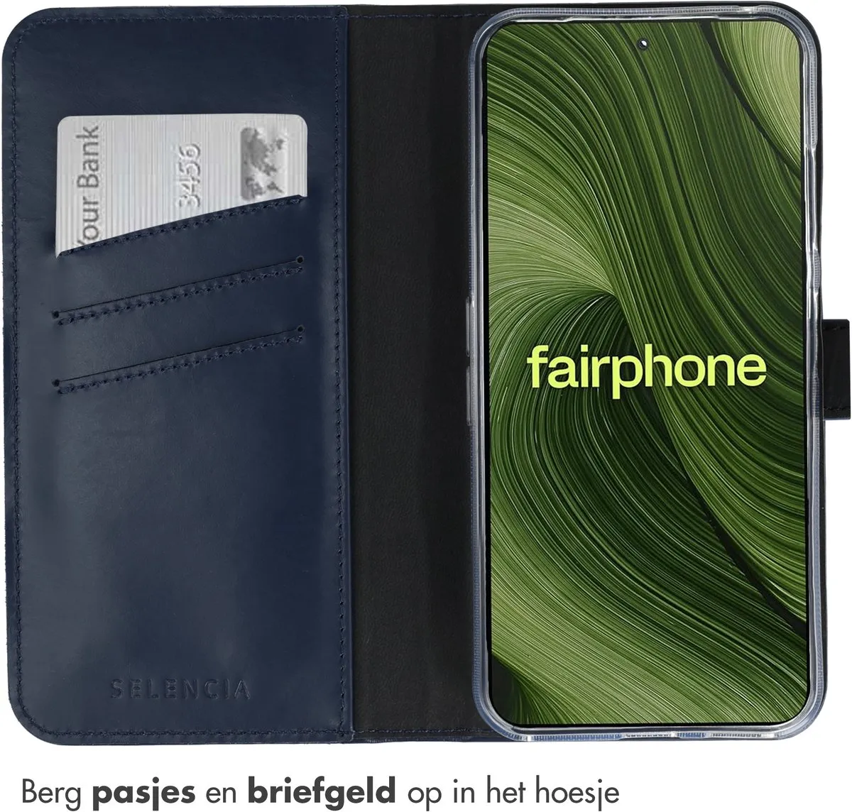 Selencia Hoesje Bookcase Fairphone 6 - Donkerblauw - 3 Pasjes
