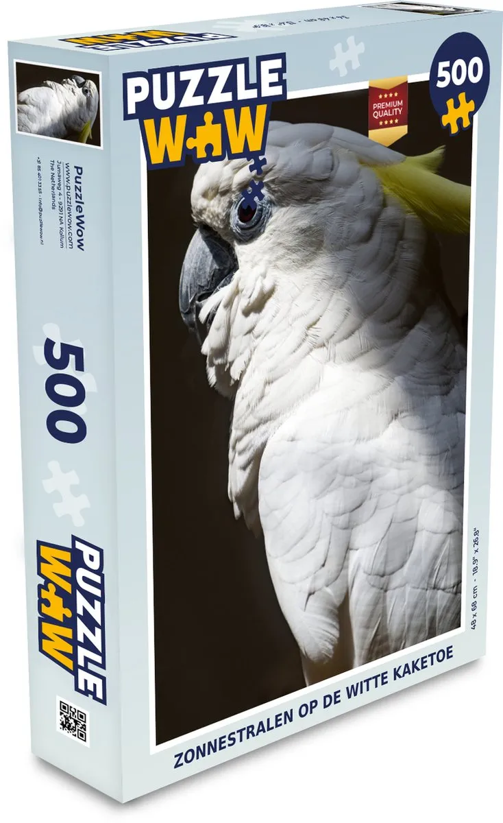PuzzleWow Zonnestralen op de witte kaketoe Legpuzzel 500 Stuks