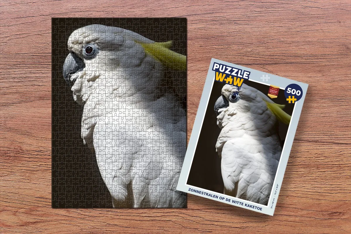 PuzzleWow Zonnestralen op de witte kaketoe Legpuzzel 500 Stuks - Multicolor