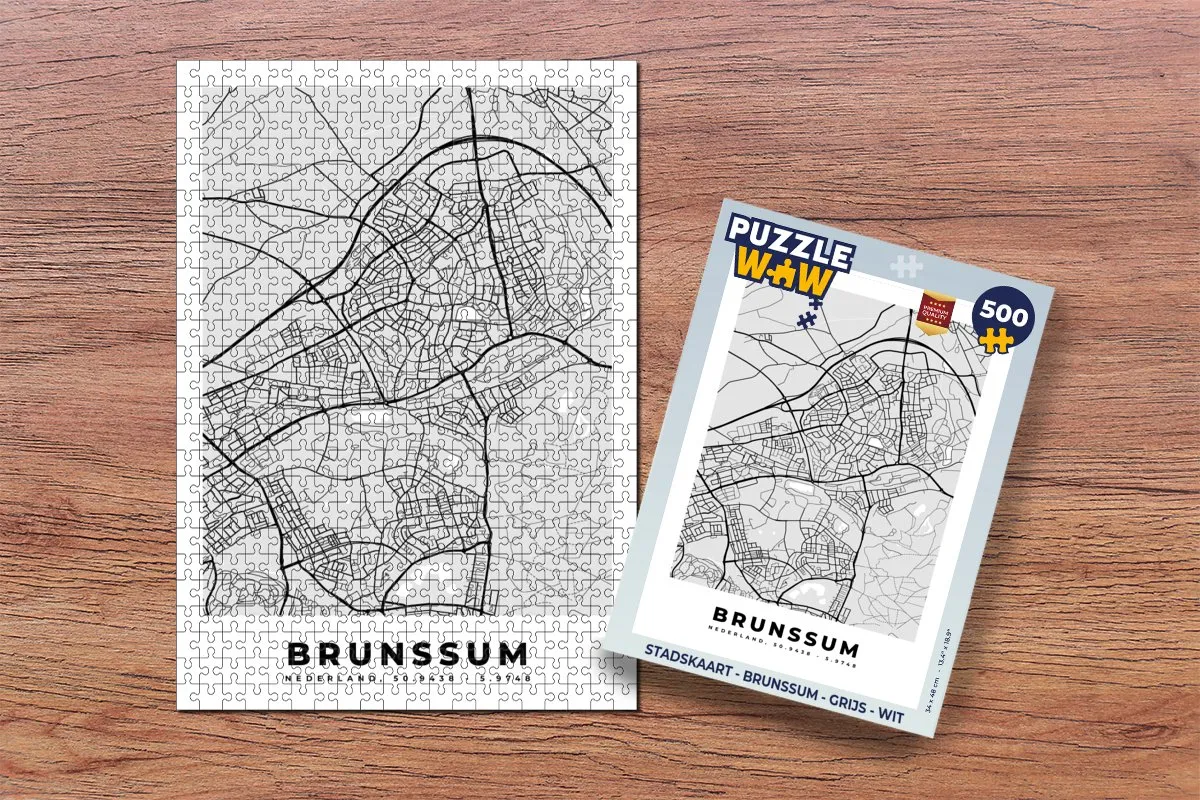 PuzzleWow Stadskaart Brunssum Legpuzzel 500 Stuks - Multicolor