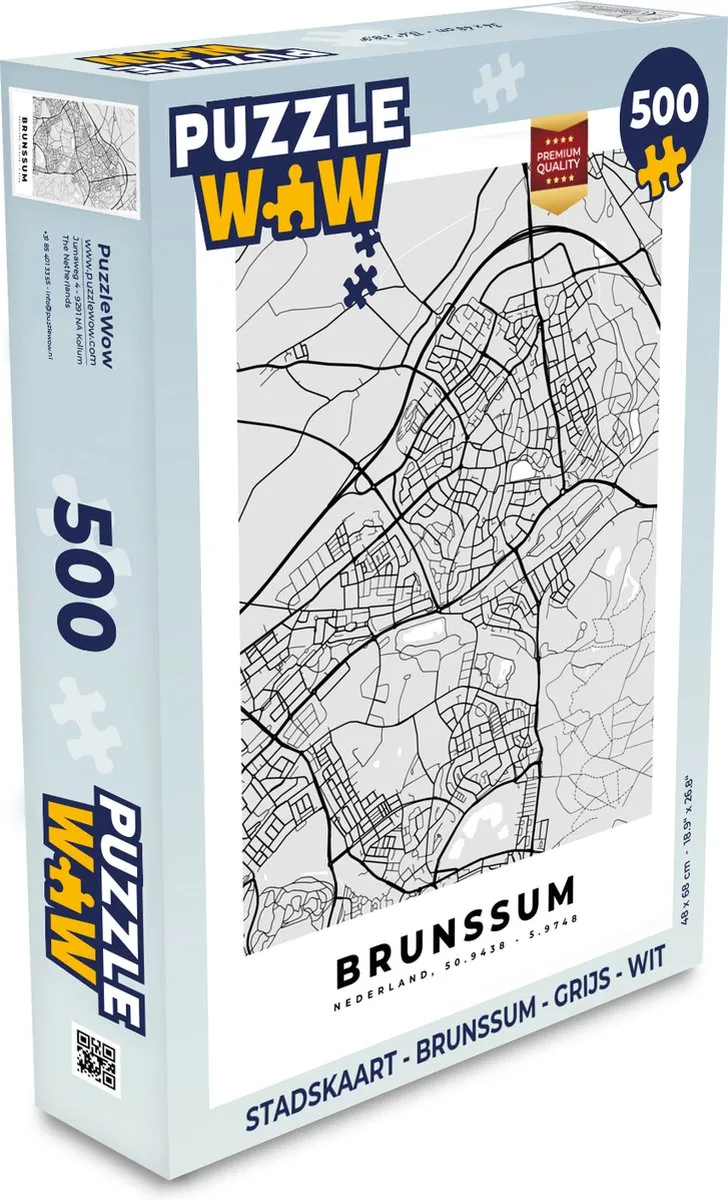 PuzzleWow Stadskaart Brunssum Legpuzzel 500 Stuks - Multicolor