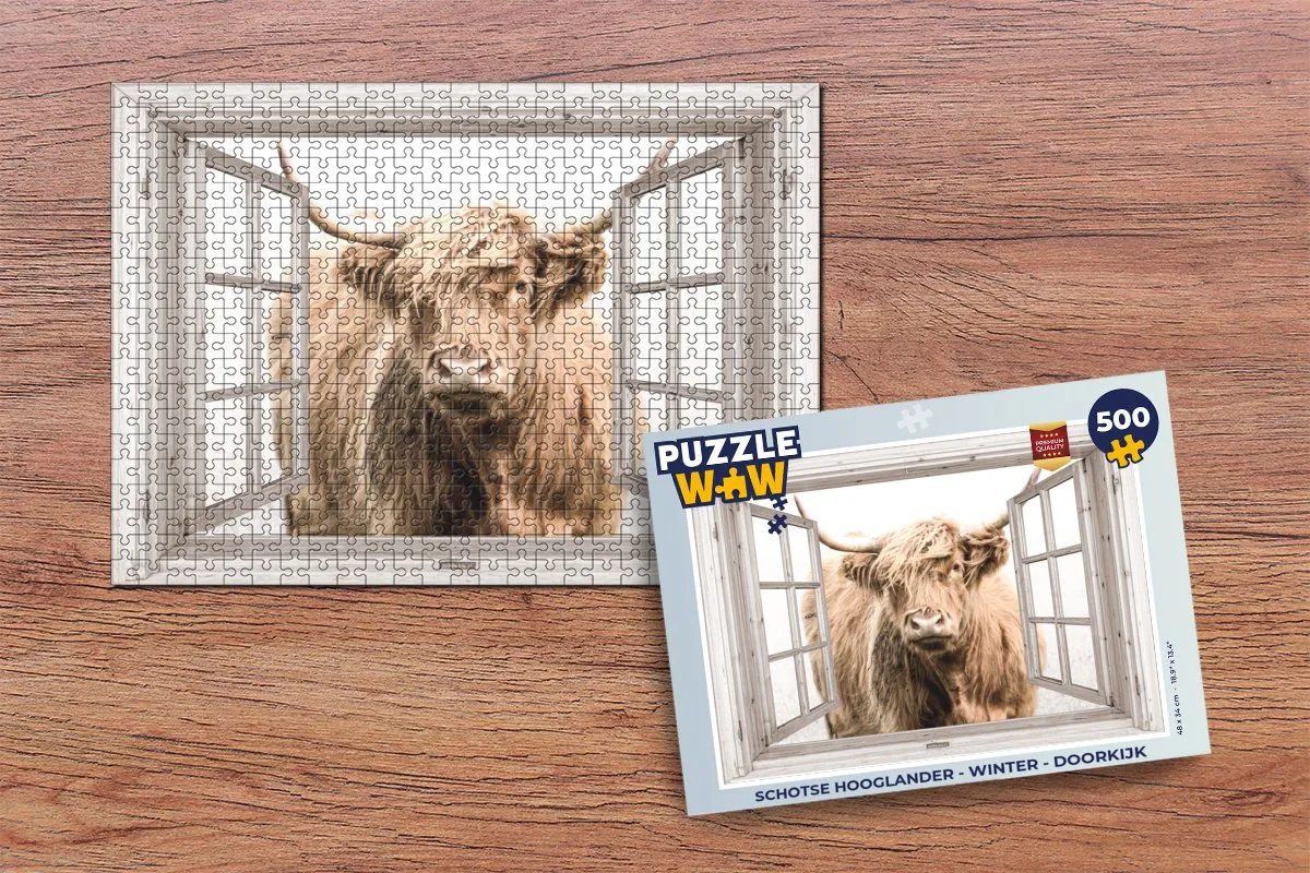 PuzzleWow Schotse Hooglander Legpuzzel 500 Stuks - Multicolor