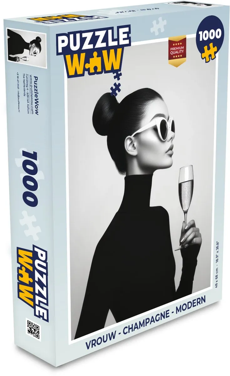 PuzzleWow Legpuzzel Vrouw Champagne 1000 Stuks