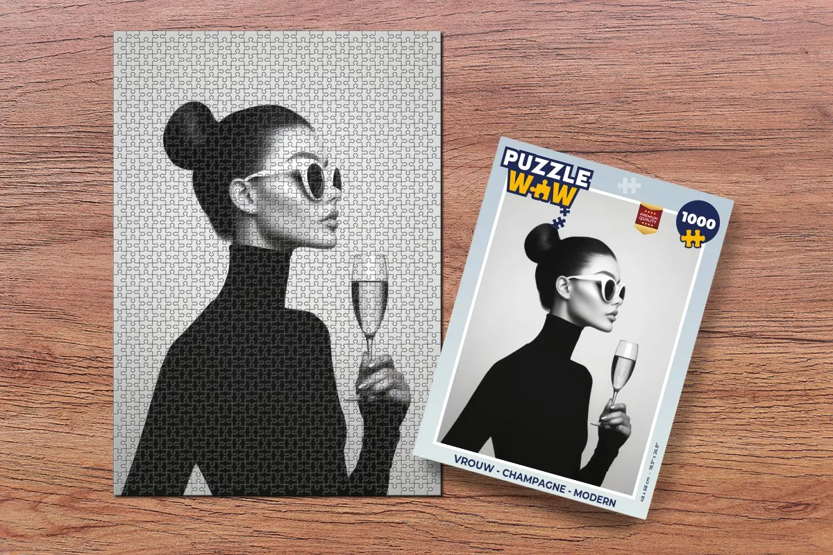 PuzzleWow Legpuzzel Vrouw Champagne 1000 Stuks