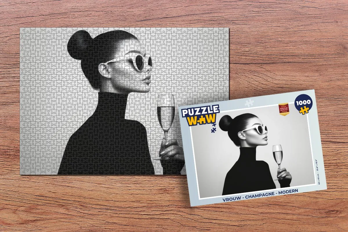 PuzzleWow Legpuzzel Vrouw Champagne 1000 Stuks