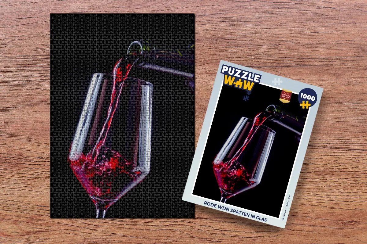PuzzleWow Legpuzzel Rode Wijn in Glas 1000 Stuks - Multicolor