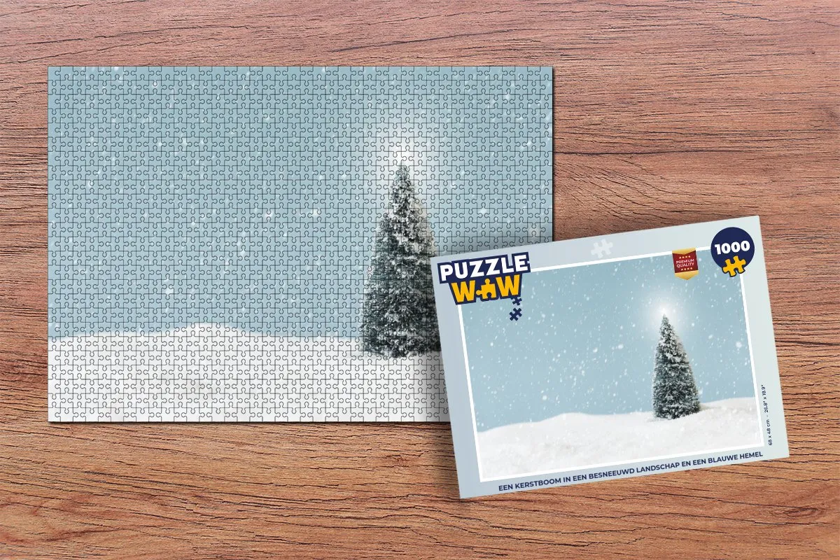 PuzzleWow Kerstboom in Besneeuwd Landschap Legpuzzel 1000 Stuks - Multicolor