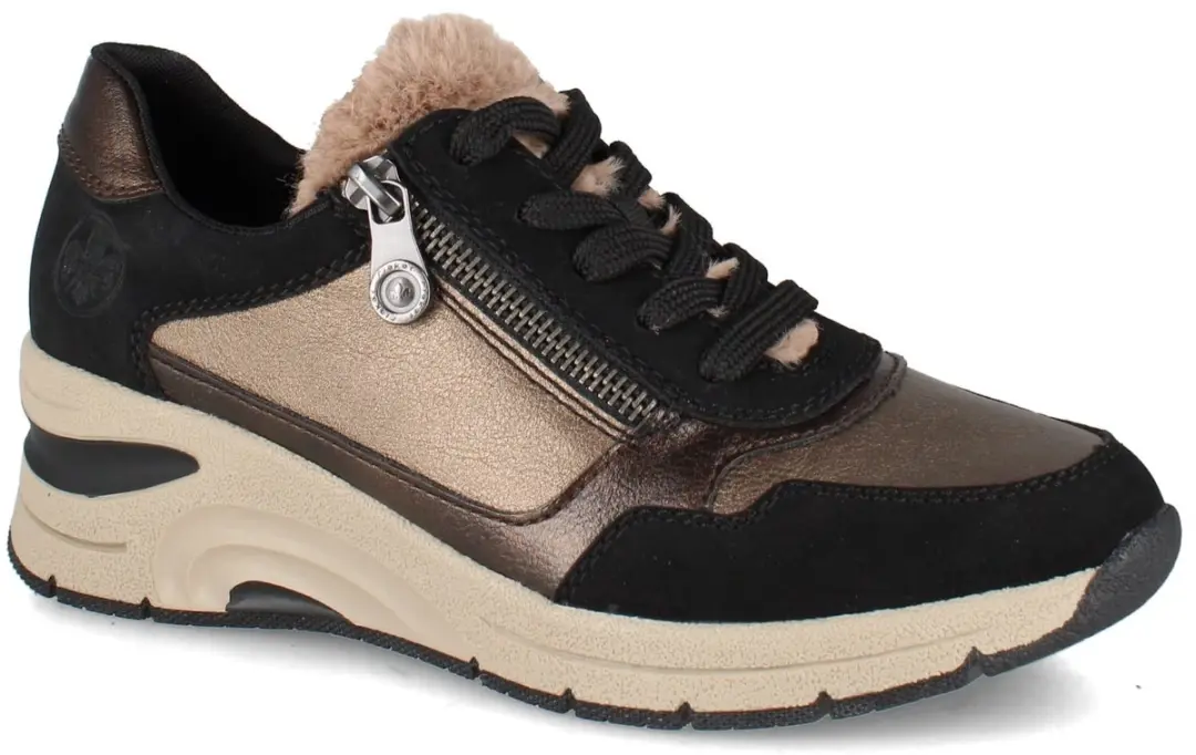 Rieker N9301-90 gevoerde sneakers met veters en rits maat 42 uitneembare zool an