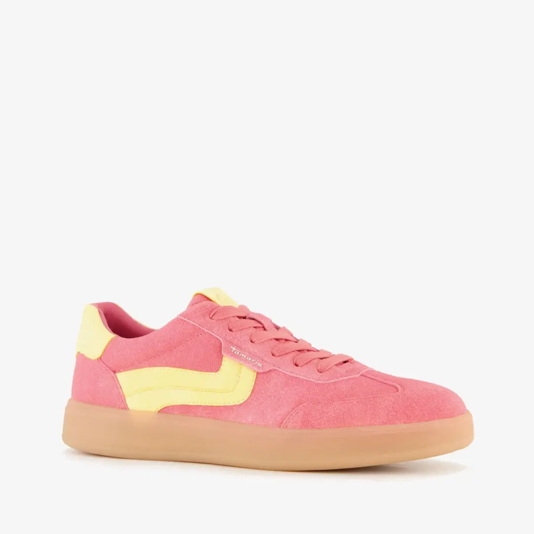 Tamaris dames sneakers roze geel