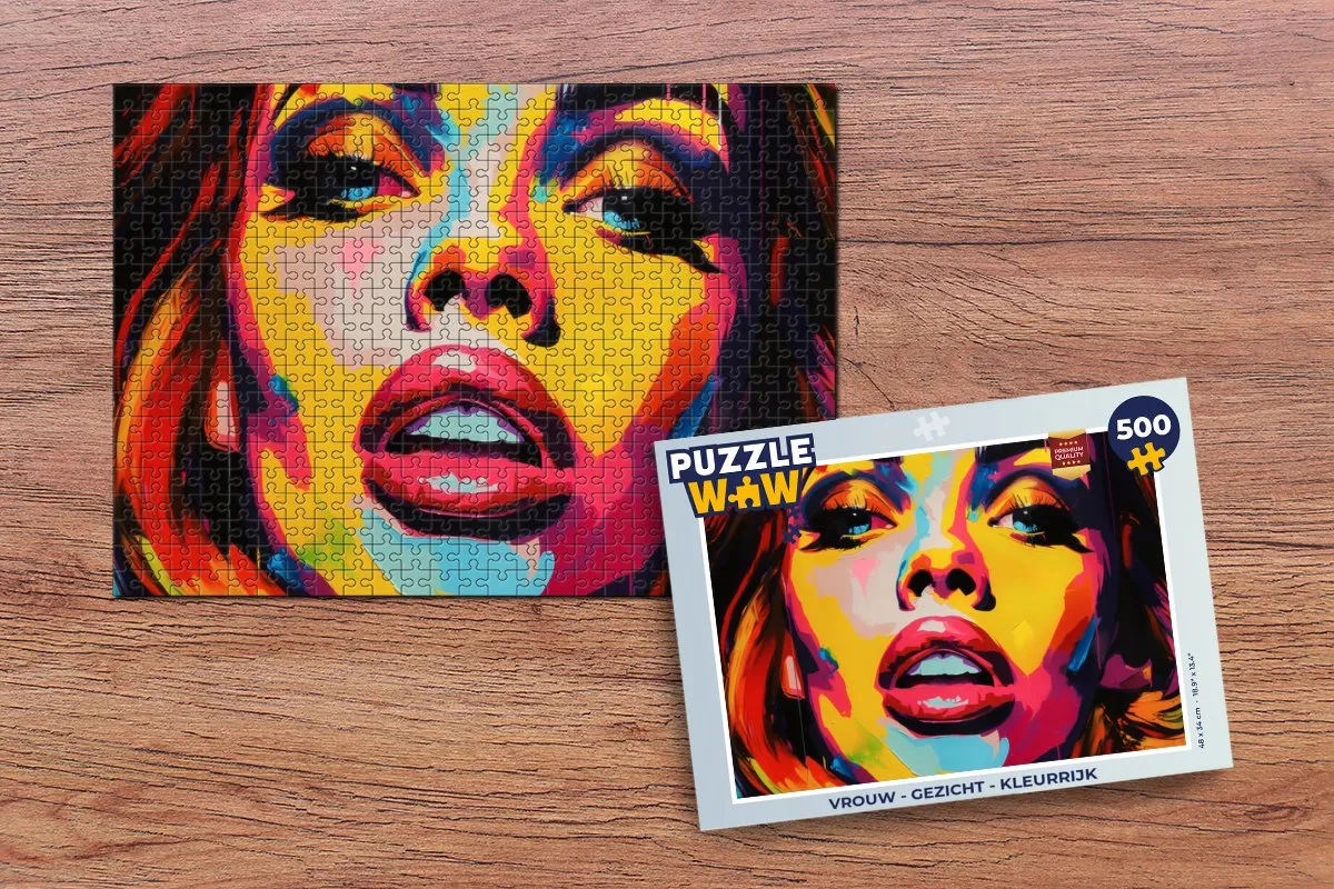 PuzzleWow Vrouw Gezicht Legpuzzel 500 Stuks - Kleurrijk