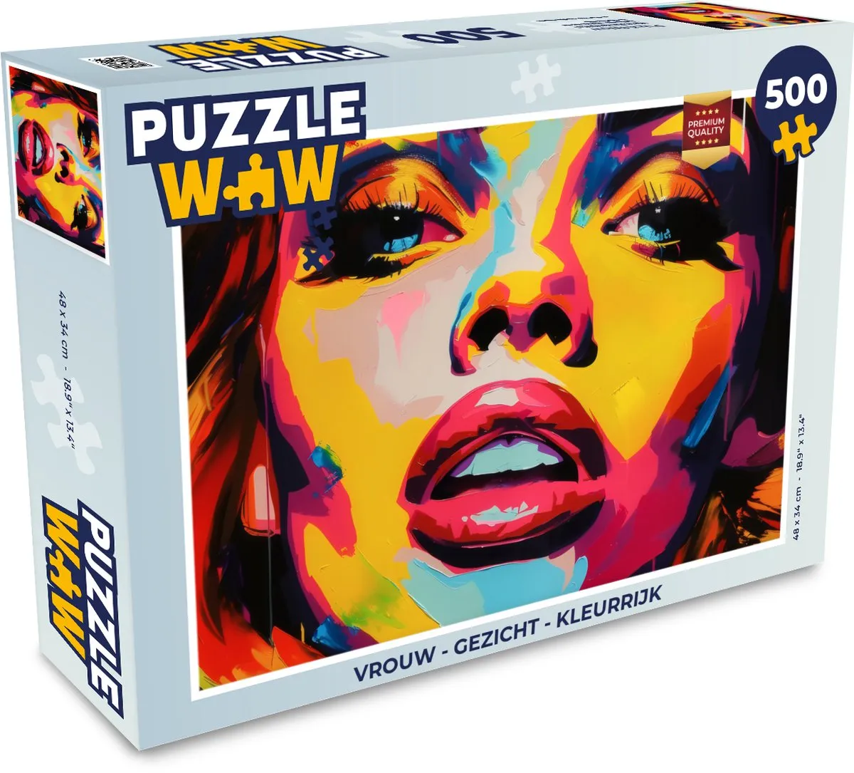 PuzzleWow Vrouw Gezicht Legpuzzel 500 Stuks - Kleurrijk