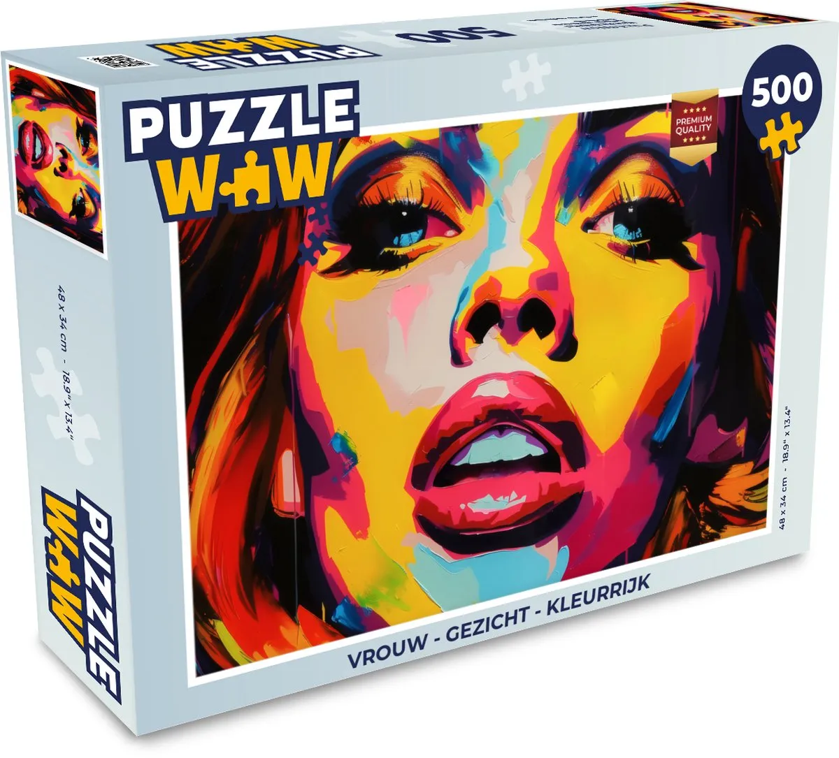 PuzzleWow Vrouw Gezicht Legpuzzel 500 Stuks - Kleurrijk