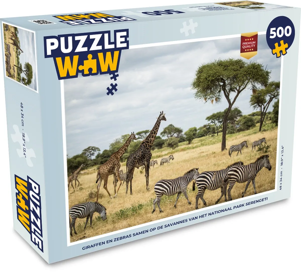 PuzzleWow Giraffen en Zebras Serengeti Legpuzzel 500 Stuks