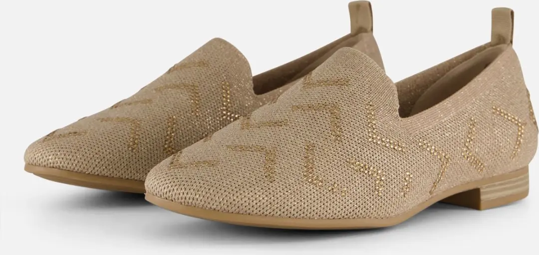 Marco Tozzi Instappers taupe Textiel