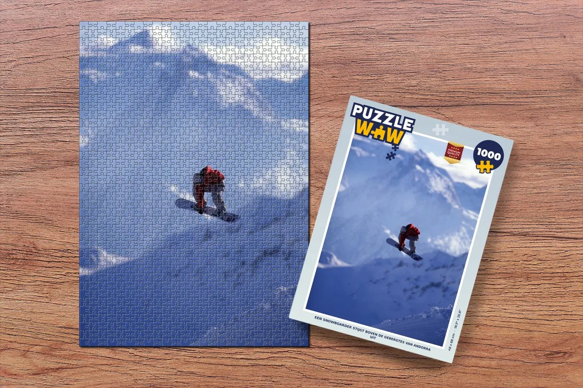 PuzzleWow Legpuzzel 1000 Stuks - Snowboarder Andorra - Multicolor
