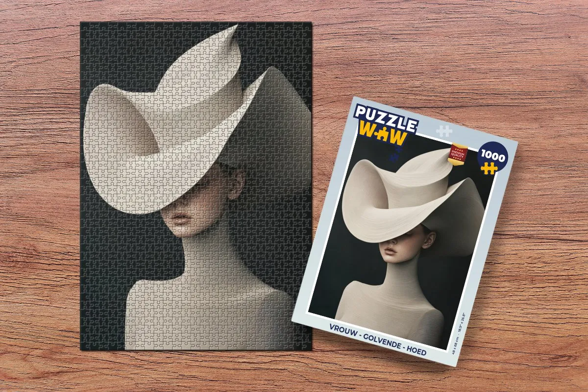 PuzzleWow Vrouw - Hoed - Golvende Legpuzzel 1000 Stuks