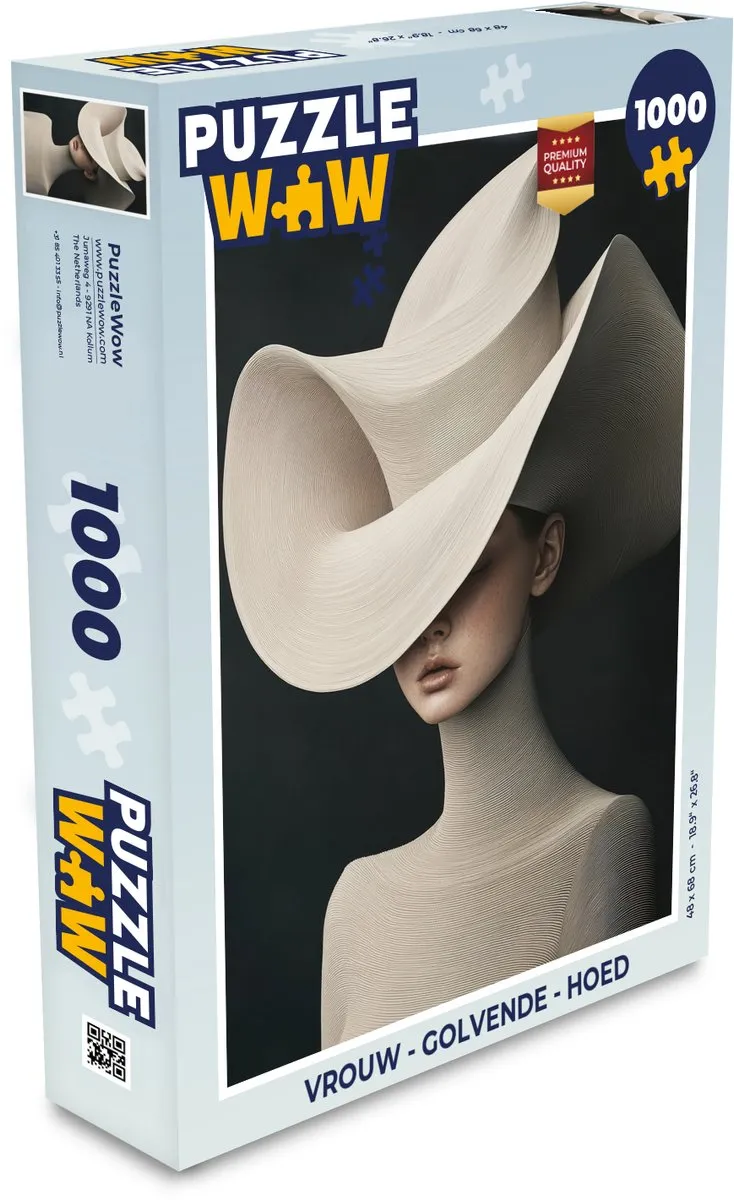 PuzzleWow Vrouw - Hoed - Golvende Legpuzzel 1000 Stuks