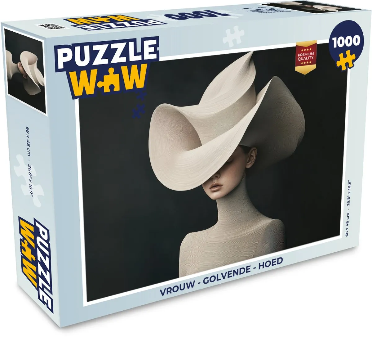 PuzzleWow Vrouw - Hoed - Golvende Legpuzzel 1000 Stuks