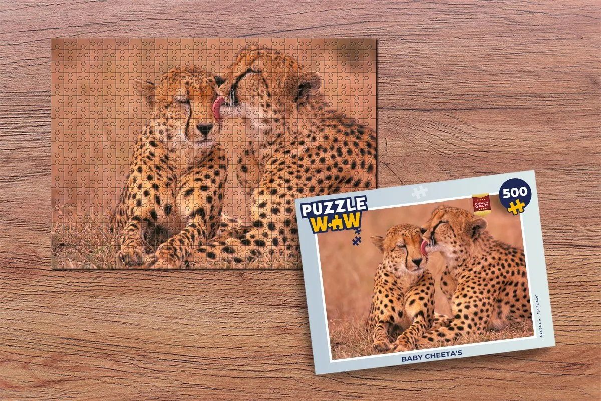 PuzzleWow Baby Cheeta's Legpuzzel 500 Stuks - Multicolor