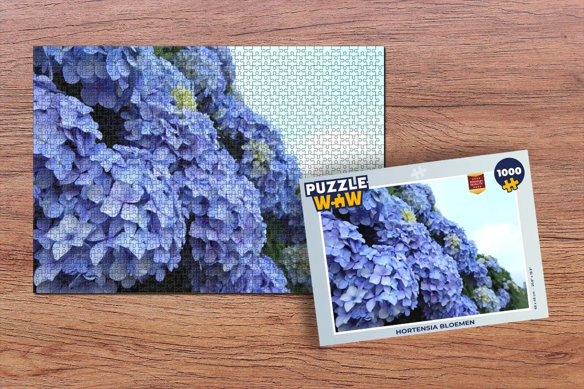 PuzzleWow Hortensia Bloemen Legpuzzel 1000 Stuks - Multicolor