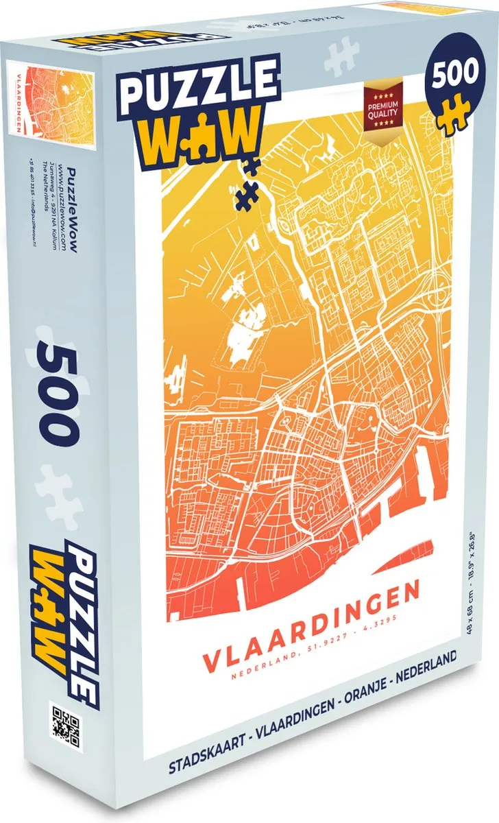 PuzzleWow Stadskaart Vlaardingen Legpuzzel 500 Stuks