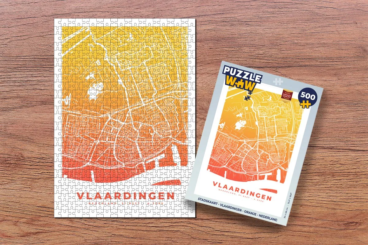 PuzzleWow Stadskaart Vlaardingen Legpuzzel 500 Stuks - Multicolor