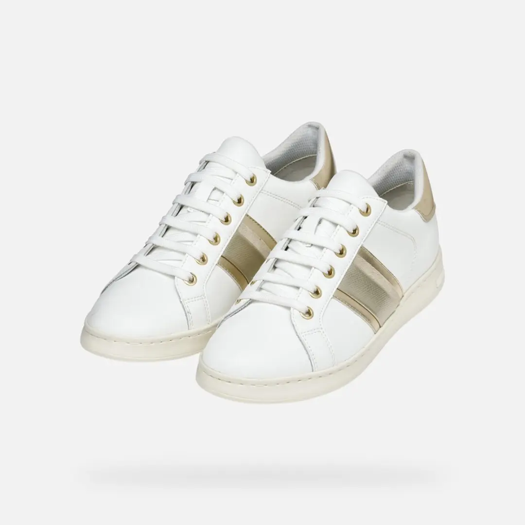 GEOX JAYSEN DAMES Sneakers - WIT/LICHTGOUD - Maat 37