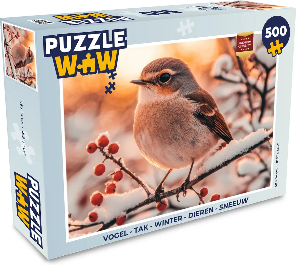 PuzzleWow Vogel in de Winter Legpuzzel 500 Stuks