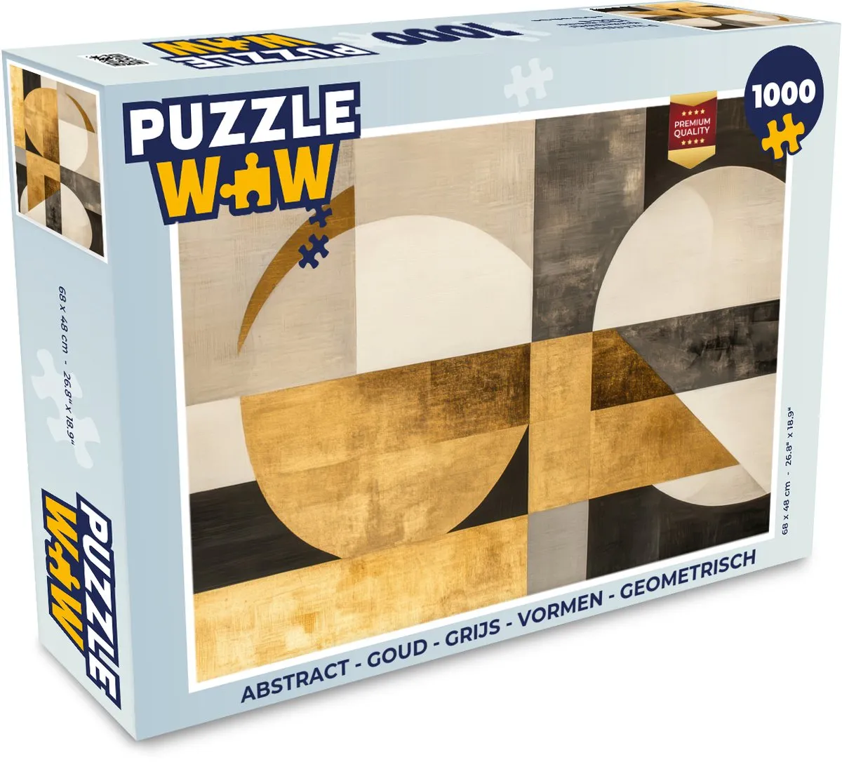 PuzzleWow Abstract Vormen Puzzel 1000 Stuks - Goud/Beige