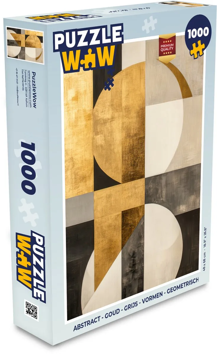PuzzleWow Abstract Vormen Puzzel 1000 Stuks - Goud/Beige