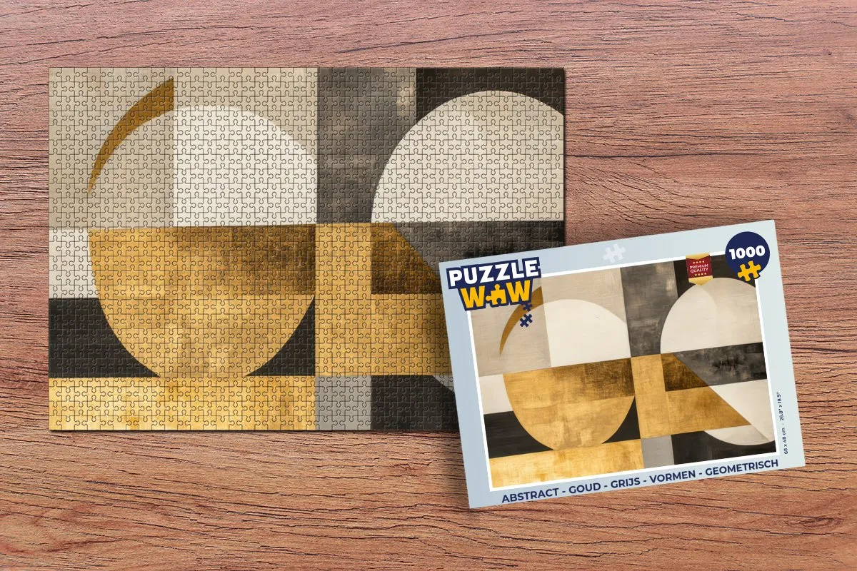 PuzzleWow Abstract Vormen Puzzel 1000 Stuks - Goud/Beige