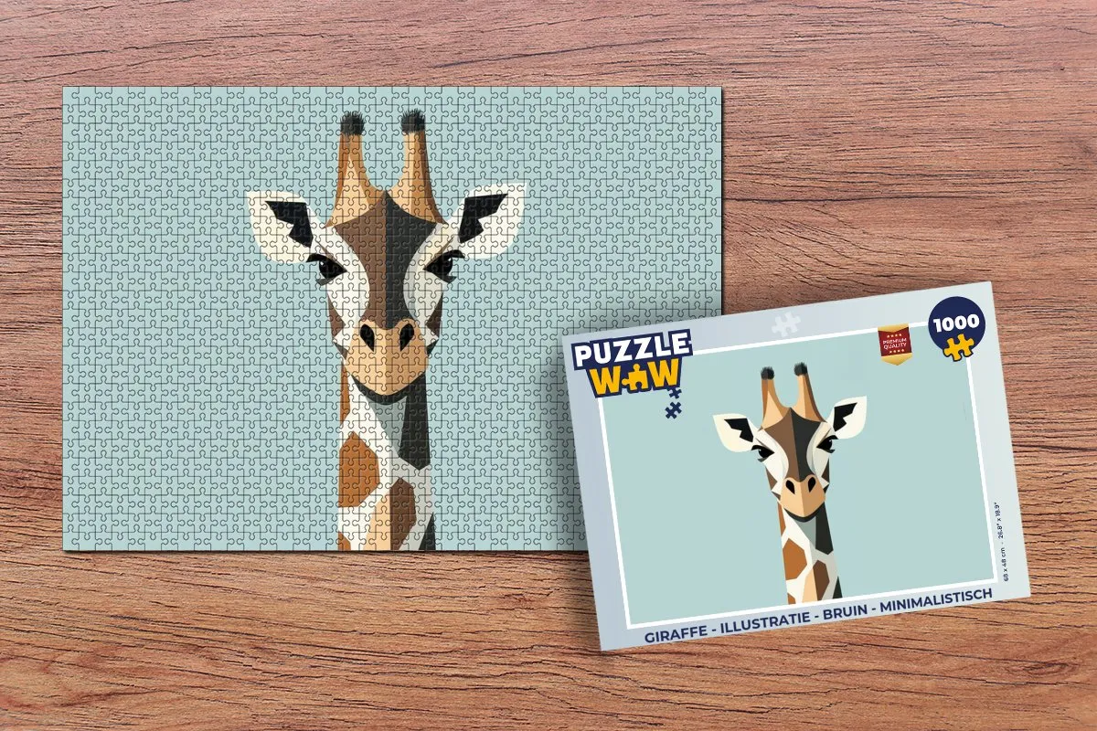 PuzzleWow Giraffe Legpuzzel 1000 Stuks - Minimalistisch